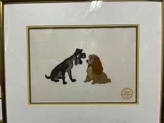 Walt Disney Co.  Le “lady And The Tramp” 1955 Serigraph,  Framed