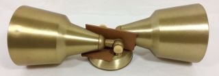 Vtg Mcm Remcraft Cone Aluminum Gold Wall Sconce Double Flood Spot Lights Large