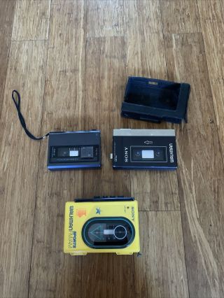 3 Vintage Sony Walkman Cassette Player Wm - 3 Japan Metal Body Parts Repair