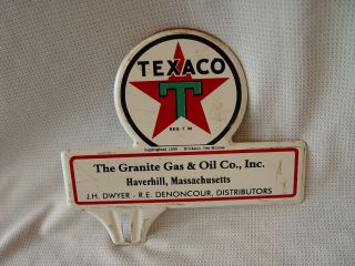 Vintage Granite Gas & Oil Texaco Haverhill,  Ma Advertising License Plate Topper