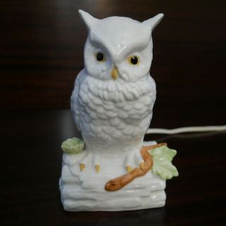Vintage Lefton Hand Painted Owl Night Light