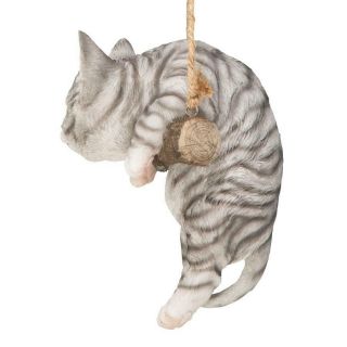 Design Toscano Gray Tabby Kitty on a Perch Hanging Cat Sculpture 3