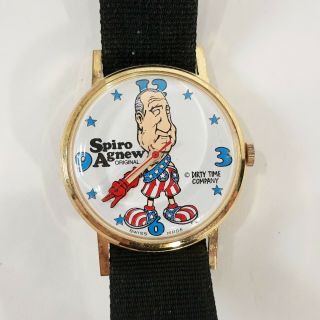 Vintage 1970s Spiro Agnew Euc Wrist Watch - Dirty Time Company Political