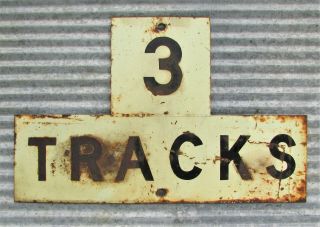 Antique 3 Tracks Steel Frisco Railroad Crossing Sign Vintage Metal Train Road