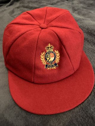 Vtg Polo Ralph Lauren Crest Wool Newsboy Hat Cap 1992 Crest Stadium P Wing Bear