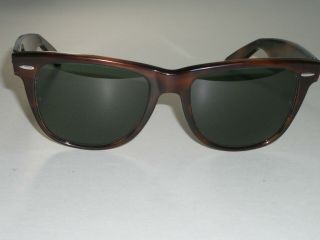Vintage B&l Ray Ban L1725 Nras Thick Tortoise Acetate G15 Wayfarer Ii Sunglasses