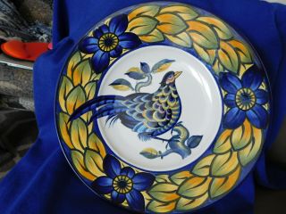 Vintage Royal Copenhagen Denmark Blue Pheasant Signed Wall Plate Bowl Dish 12 "