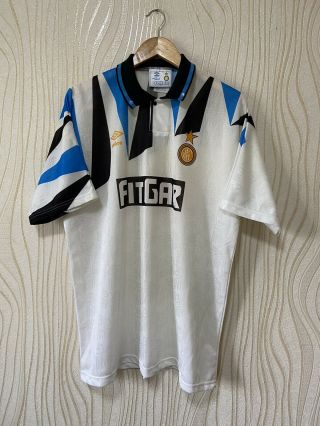 Inter Milan 1991 1992 Away Football Shirt Soccer Jersey Vintage Umbro Sz Xl