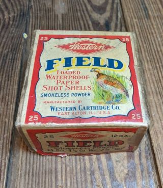 Old Western Field 12ga 2 Piece Paper Shot Shell Box Empty
