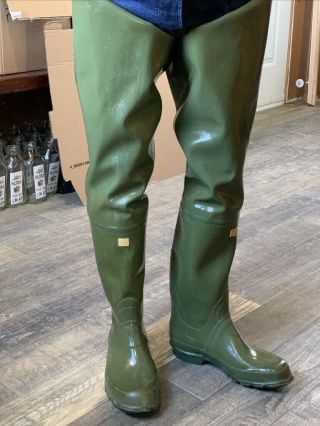 Viking Vintage Natural Quality Rubber Hip Boots Waders Made In Norway Size Us 11