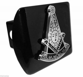 Mason Masonic Past Master Chrome Emblem On Black Usa Made Hitch Cover