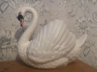 A Vintage Mid Century Large Open Backed Swan Dartmouth Pottery Devon 174a Plant