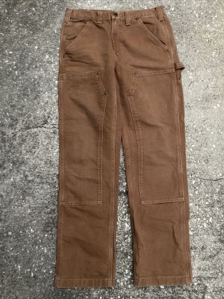 Vintage Carhartt Double Knee Duck Canvas Pants 32x32 Brown Workwear Euc