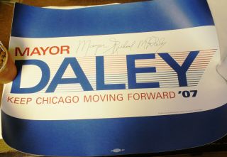Chicago Mayor Richard M Daley 2007 Autograph Signed Poster Sign Campaign - Bp27