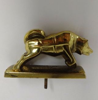 Vintage Gold/brass Tone Brockway Truck Hood Ornament Siberian Husky Sled Dog