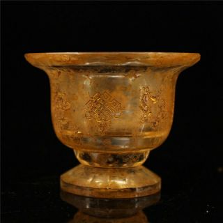 3.  35 " Tibet Antique Crystal Carving Auspicious Eight Treasures Consecrated Cup