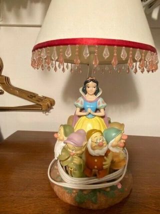 Collectible,  Disney Princess " Snow White/dwarfs Lamp,  W/shade,  12 In Tall,
