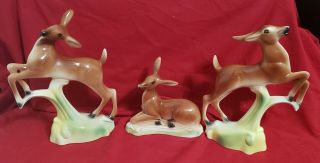 Stewart B Mcculloch Mid - Century California Ceramic Pottery Leaping Deer Set Of 3