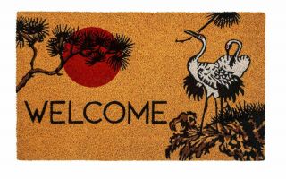 Elegant Red - Crowned Cranes Coir Doormat - 18 " X 30 " - Victoria & Albert Museum