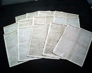 (13) Post Revolutionary War Edinburgh Scotland 18th Century 1784 Old Newspapers