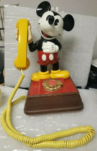 1976 Mickey Mouse Rotary Dial Telephone Walt Disney Disneyland Phone