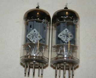 Strong Matched Pair Vintage 1959 Telefunken 12ax7 Ecc83 7025 Ribbed Plate Tubes