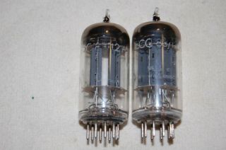 Strong matched pair Vintage 1959 Telefunken 12AX7 ECC83 7025 Ribbed Plate Tubes 2