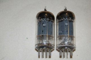 Strong matched pair Vintage 1959 Telefunken 12AX7 ECC83 7025 Ribbed Plate Tubes 3