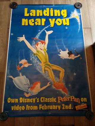 Disney Peter Pan Vintage Bus Shelter Poster C1998 4ft X 6ft