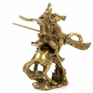 Exquisite Chinese OLD Hero Guan Gong Guan Yu ride on horse bronze statue RT 2