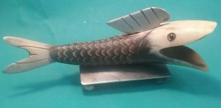 Vintage Hand Carved Mid Century Fish Sculpture From Animal Horn