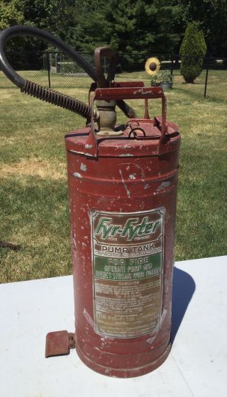 Vintage Antique Fyr - Fyter 2 - 1/2 Gallon Red Fire Extinguisher Empty Hand Pump
