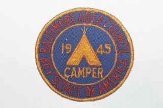 Vintage Rare - 1945 Baltimore Area Council Camper Patch Broad Creek Nentico