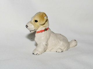 Antique Hubley Sealyham Terrier Dog Card Holder Cast Iron Paperweight Orig Paint