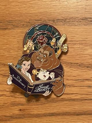 Wdi Walt Disney Imagineering Beauty And Beast 25th Anniversary Stained Glass Pin