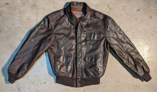 Vtg Cooper A - 2 Us Air Force Full Zip Bomber Leather Jacket Size 42r Heavyweight