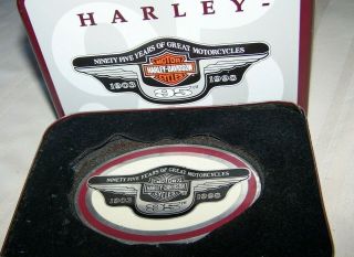 Harley Davidson Anniversary Limited Edition Rare Oval Belt Buckle W/ Tin
