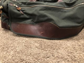 Vintage Orvis Duffle Bag Green Canvas Brown Leather Travel Battenkill 2