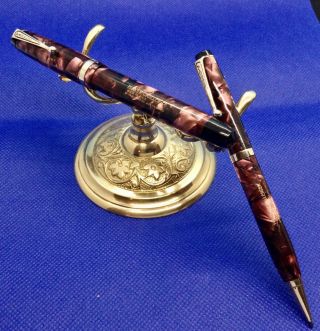 1936 Vintage Burgundy Parker Challenger Pen Set - Fine 14k Parker Pen Nib