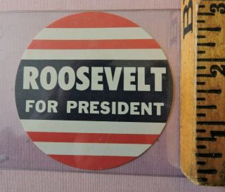 Orig 1940? Fdr Roosevelt For President Round Sticker Usa