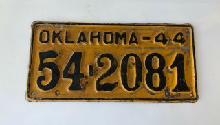 420 License Plate Us Auto Tag 1944 Oklahoma 542081 Vintage Rare Antique