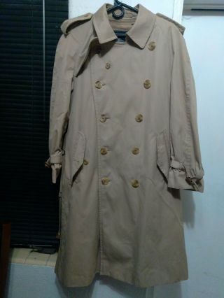 Vintage Burberry Womans Classic Double Breasted Trench Coat Size 42 Short