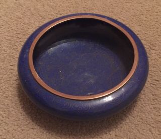 Antique Chinese Cloisonne Bowl Brass Enamel Blue