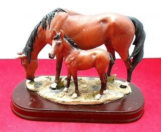 Horse Figurine Mare,  Foal Leonardo Resin Ornament