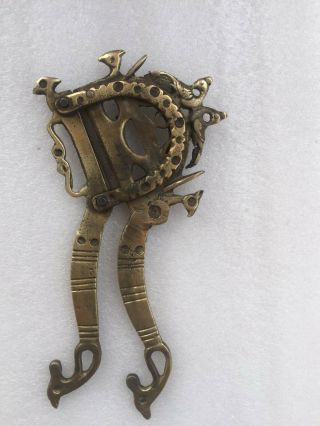 Old Brass Handcrafted Engraved Peacock Birds Betel Nut Cutter Sarota