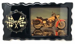 Vintage Harley Davidson Motorcycle Wood Wall Clock Large 18 X 10