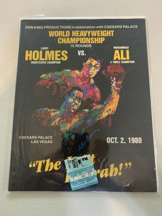 Vintage 1980 Muhammad Ali Vs Larry Holmes Boxing Program W/ Ticket Stub