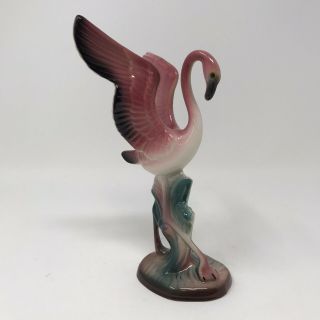 Vintage Mcm Flamingo Bird Figurine Pottery Pink Maddox Of California 6 1/4 "