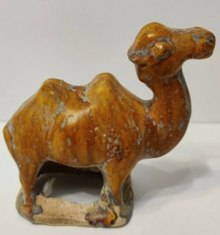 Old Chinese Dynasty Tang Style Pottery Porcelain Sancai Camel Rare Miniature