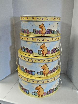 Vintage Winnie The Pooh Hunny Set Of 4 Hat Boxes - - Old Stock